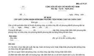 giấy chứng nhận kiểm định PCCC theo mẫu số PC27