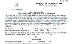giấy chứng nhận kiểm định PCCC theo mẫu số PC29