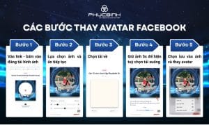 Hướng dẫn thay frame avatar Facebook Chào mừng kỷ niệm 15 năm thành lập PHUCBINH GROUP 5 Frame avatar 15 năm phucbinh group