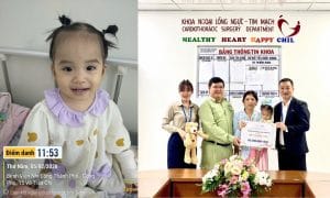 Đại diện quỹ Phucbinh Donation và Kinden đến thăm bé Bùi Thị Ngọc Hân ngày ra viện
